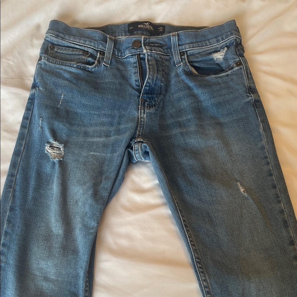 Hollister Men's Blue Ripped Skinny Jeans